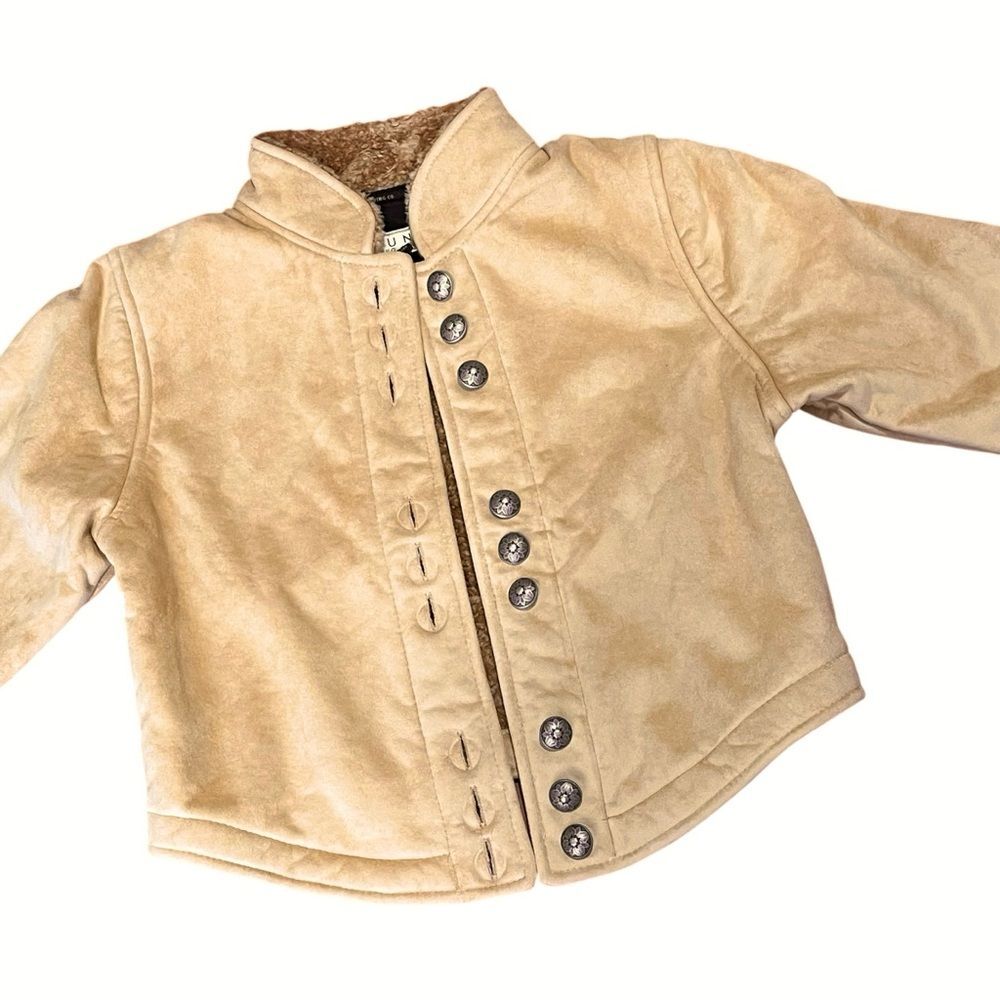 County Clothing Company Tan Western Jacket Faux Suede Shearling Sherpa Cropped - Picture 15 of 16